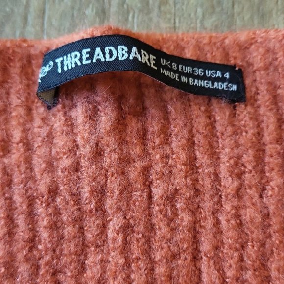 ASOS Threadbare Pumpkin Spice V-Neck Ribbed Relaxed-Fit Sweater - Picture 7 of 15